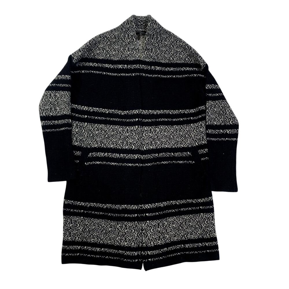 Black Wool Cashmere Blend Cozy Duster Cardigan Athleta Panorama Striped Medium